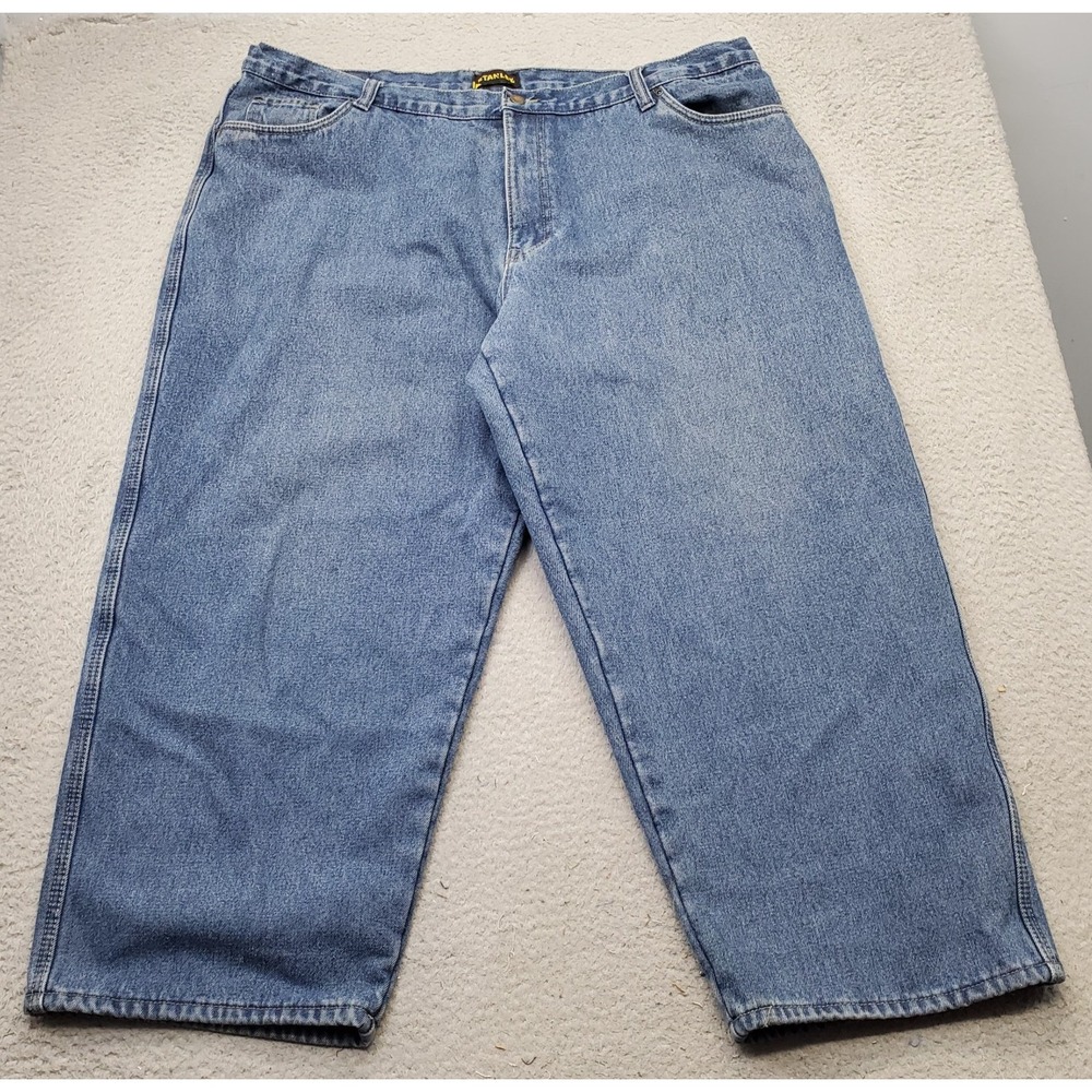 Stanley Cropped Jeans Men 46x29 Blue Denim Fleece Lined 5-Pocket‎ Design Relaxed